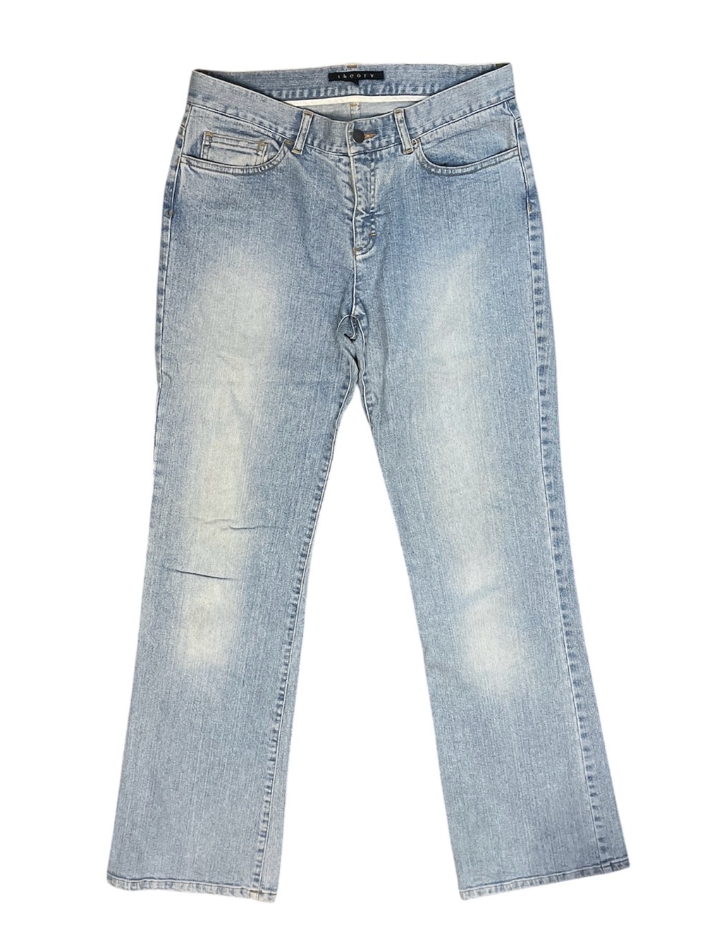 Theory Faded Light Blue Flare Jeans